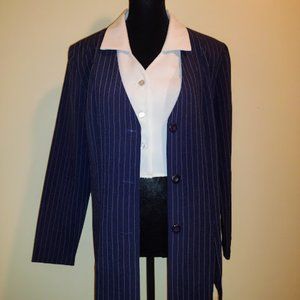 Dress Savvy NewYork, Jacket, Size-10, Blue w/White pin stripes